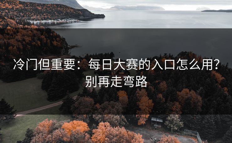 冷门但重要：每日大赛的入口怎么用？别再走弯路