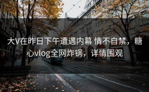 大V在昨日下午遭遇内幕 情不自禁，糖心vlog全网炸锅，详情围观
