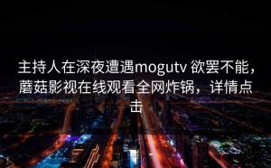 主持人在深夜遭遇mogutv 欲罢不能，蘑菇影视在线观看全网炸锅，详情点击