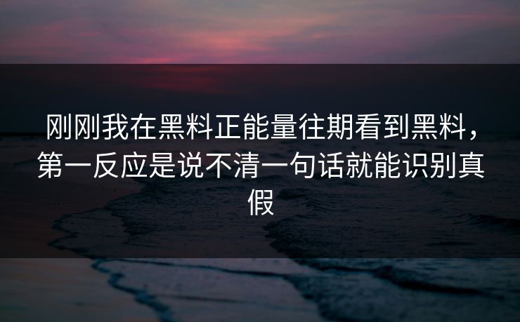 刚刚我在黑料正能量往期看到黑料,第一反应是说不清一句话就能识别真假 刚刚我在黑料正能量往期看到黑料,第一反应是说不清一句话就能识别真假